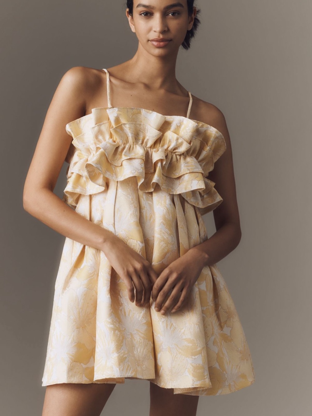 Anthropologie Aureta Gold/Yellow Mini Dress